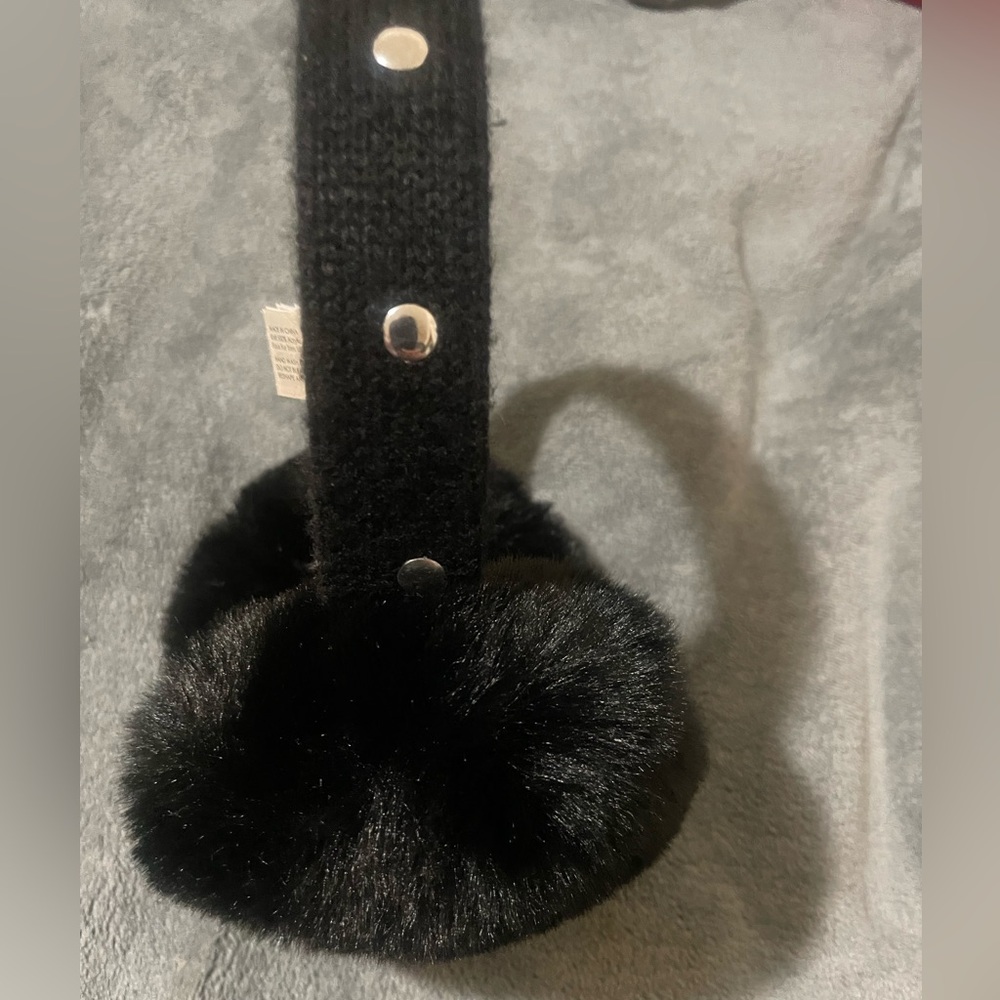 Michael Kors black earmuffs with silver accents